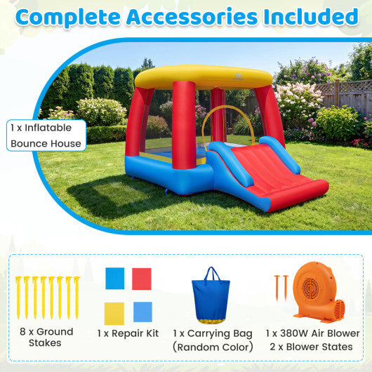 Inflatable Bounce House for Toddlers with 380W Blower Indoor Outdoor Blow Up Jumping Castle