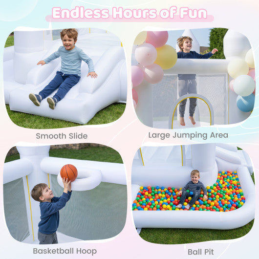 Inflatable Bounce House with Jumping Area Basketball Hoop and 370W Blower