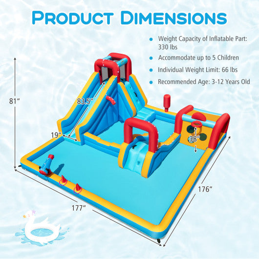 Inflatable Double Water Slide Park 9-in-1 Giant Bounce House 750W Blower Included