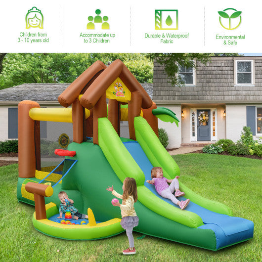 Kids Inflatable Jungle Bounce House Castle with 680W Blower