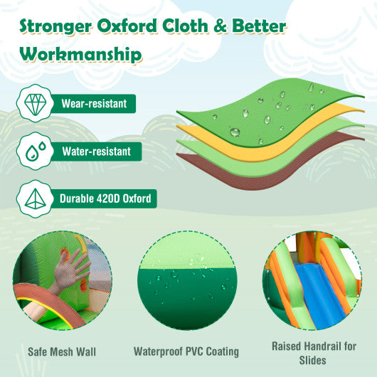 Monkey-Themed Inflatable Bounce House with Slide without Blower