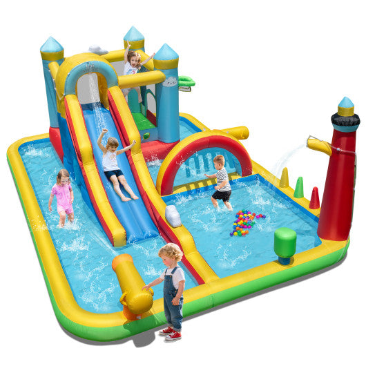 Inflatable Water Slide Giant Water Park with Long Slide Jumping Area