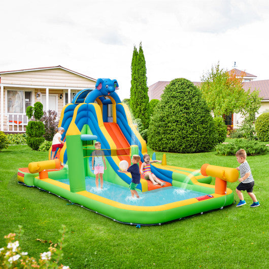 Inflatable Water Slide Giant Water Park 9-In-1 for Kids Backyard Fun with 735W Blower