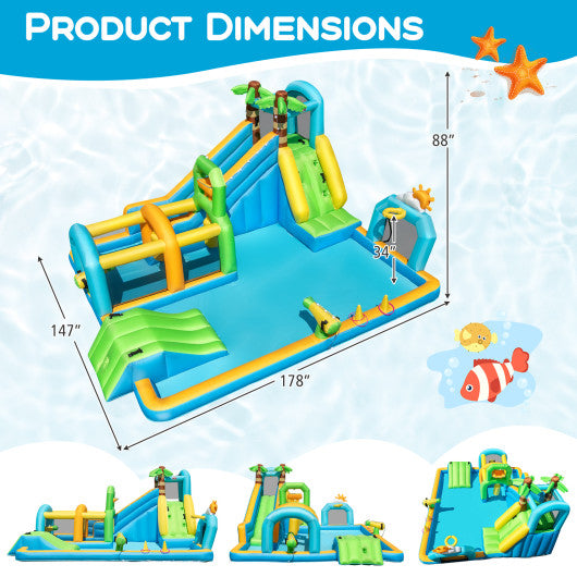 Inflatable Water Slide Tropical Theme Dual Slide Aqua Park Blower Excluded