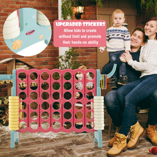 4-in-a-Row Connect Game with Basketball Hoop and Toss Ring-Blue