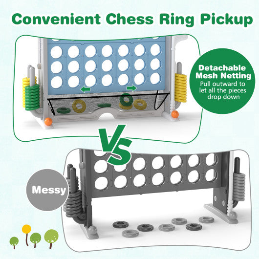 Jumbo 4-to-Score Game with Ring-toss and Basketball Hoop-Light Blue