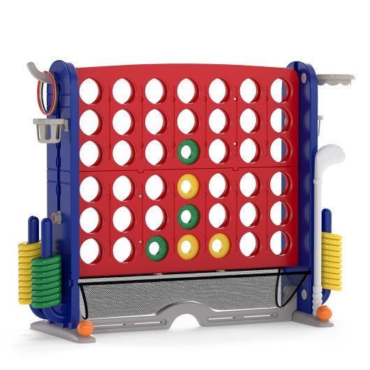 Jumbo 4-to-Score Game with Ring-toss and Basketball Hoop-Red