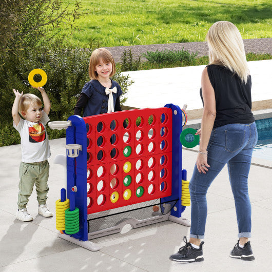 Jumbo 4-to-Score Game with Ring-toss and Basketball Hoop-Red