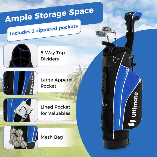 Junior Complete Golf Club Set For Age 8 to 10-Blue