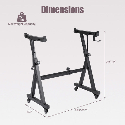 Keyboard Stand Adjustable Fits 49 54 61 88 Keys Electric Pianos-Black