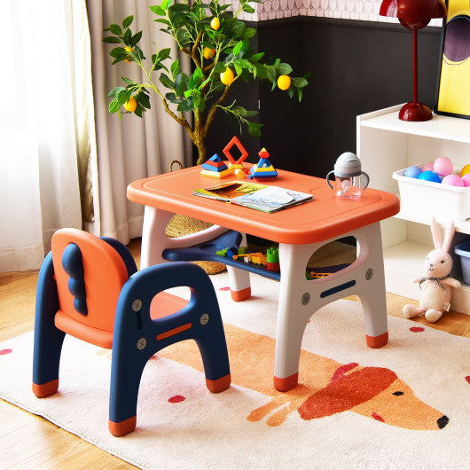 Kids Activity Table and Chair Set with Montessori Toys for Preschool and Kindergarten-Orange