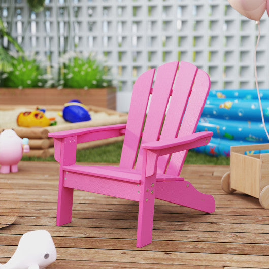All-Weather HIPS Kid's Adirondack Chair with with High Backrest and Armrests-Pink