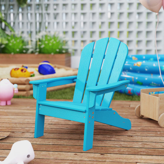 All-Weather HIPS Kid's Adirondack Chair with with High Backrest and Armrests-Turquoise