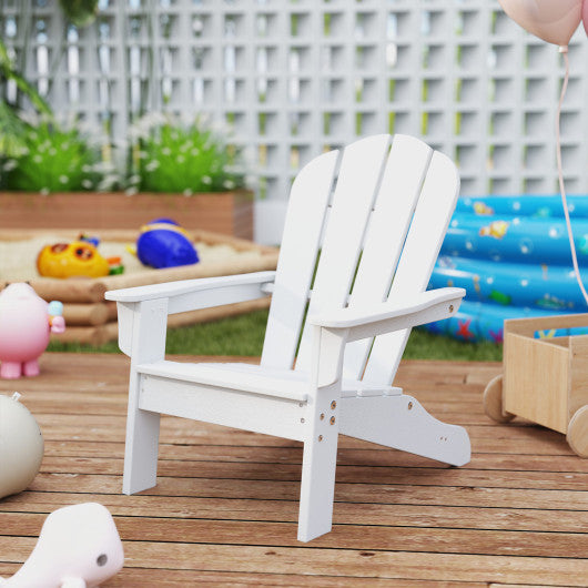 All-Weather HIPS Kid's Adirondack Chair with with High Backrest and Armrests-White