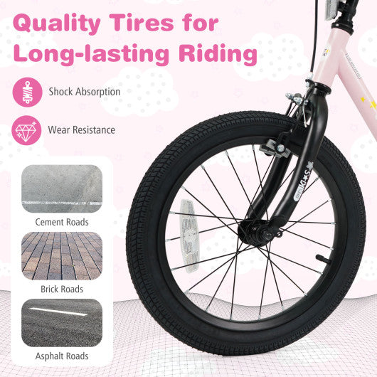 Kids Bike for 3-7 Years Old Boys and Girls 12/14/16-Inch Children Bicycle-Pink 16 Inch