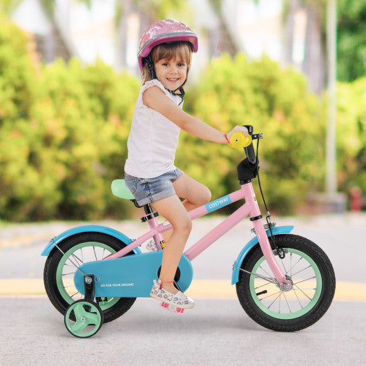 Kids Bike with Adjustable Handlebar and Saddle Pink-12 Inches