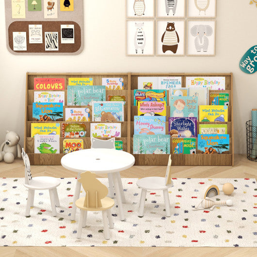 5-Tier Kids Bookshelf with Deep Compartments and Stable Baby Book Case-Natural