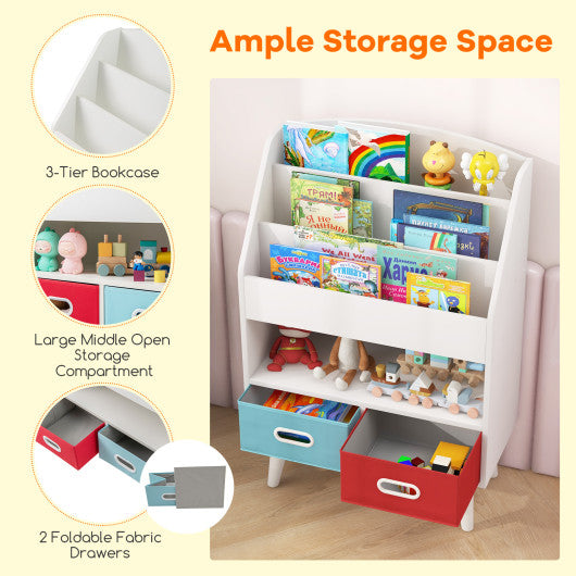 Kids Bookshelf with Open Compartment for Toddlers 3+ Years Old-White
