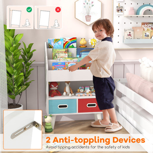 Kids Bookshelf with Open Compartment for Toddlers 3+ Years Old-White