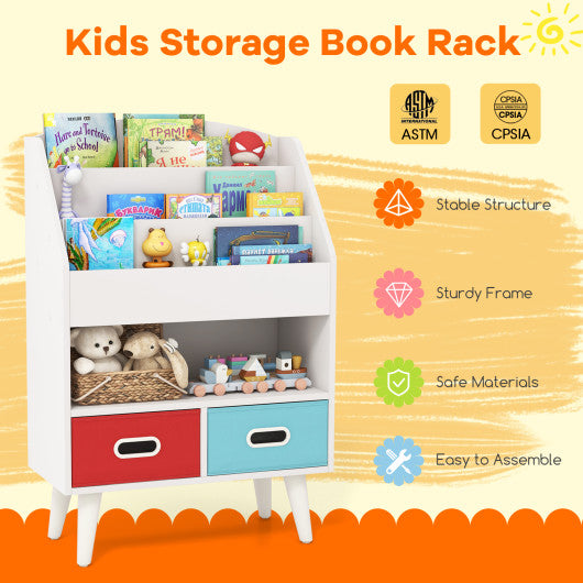 Kids Bookshelf with Open Compartment for Toddlers 3+ Years Old-White