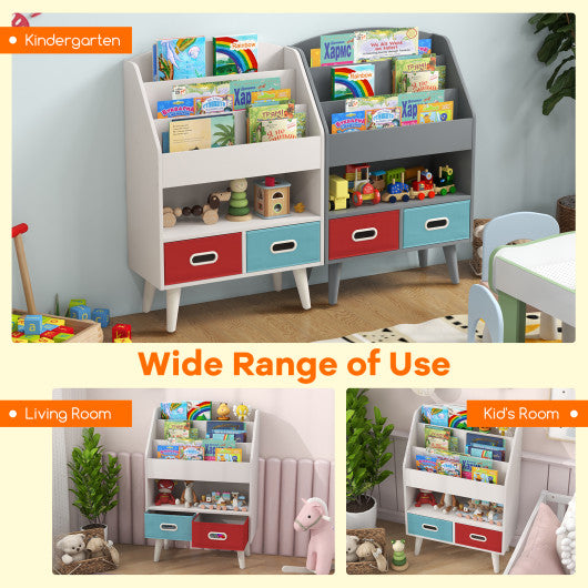 Kids Bookshelf with Open Compartment for Toddlers 3+ Years Old-White