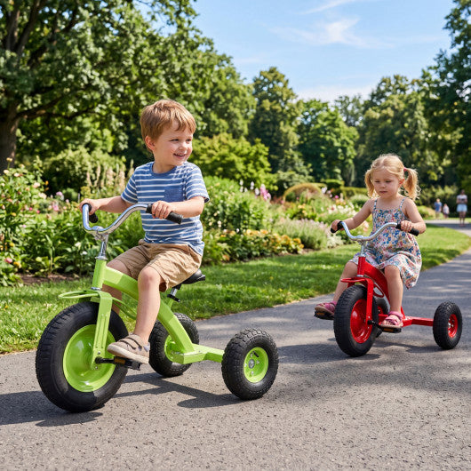 Kids Carbon SteelBike with 15 Inch Inflatable Rubber Tires-Green