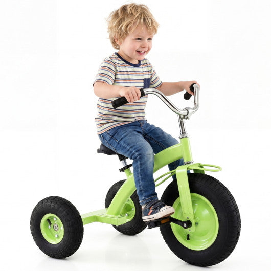 Kids Carbon SteelBike with 15 Inch Inflatable Rubber Tires-Green