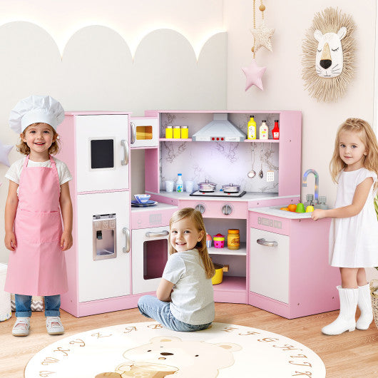 Kids Corner Pretend Kitchen Playset with Separated Washing Basin-Pink