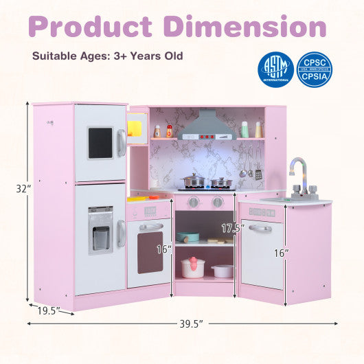 Kids Corner Pretend Kitchen Playset with Separated Washing Basin-Pink