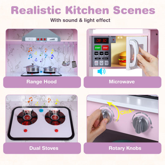 Kids Corner Pretend Kitchen Playset with Separated Washing Basin-Pink