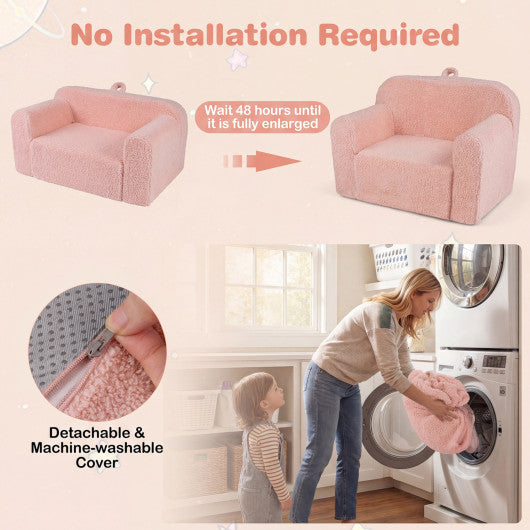 Kids Couch Portable Toddler Sofa with Anti-slip Base-Pink