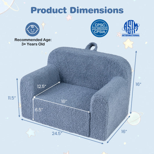 Kids Couch Portable Toddler Sofa with Anti-slip Base-Blue