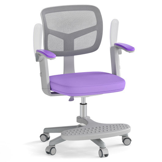 Kids Desk Chair Children Study Chair with Adjustable Height Armrest and Footrest-Purple