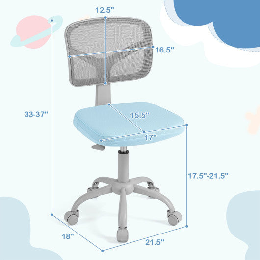 Kids Desk Chair with Adjustable Height-Light Blue