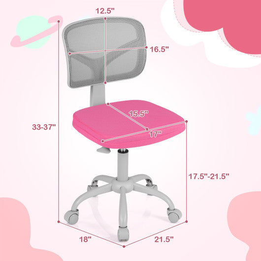 Kids Desk Chair with Adjustable Height-Rose Red