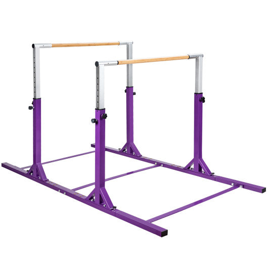 Kids Double Horizontal Bars Gymnastic Training Parallel Bars Adjustable-Purple