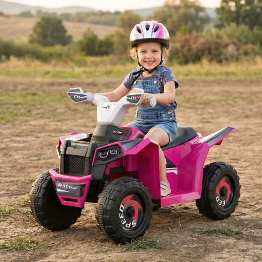 6V Kids Electric ATV Quad Car with Detachable Trailer-Rose Red