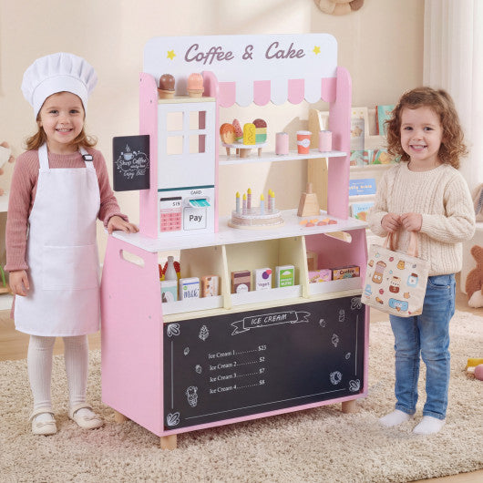 Kids Ice Cream Shop with 27 Accessories and Ice Cream Machine for Ages 3+-Pink
