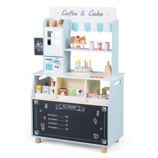 Kids Ice Cream Shop with 27 Accessories and Ice Cream Machine for Ages 3+-Blue