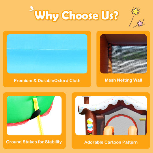 Kids Inflatable Bounce House Jumping Castle Slide Climber Bouncer with 550W Blower