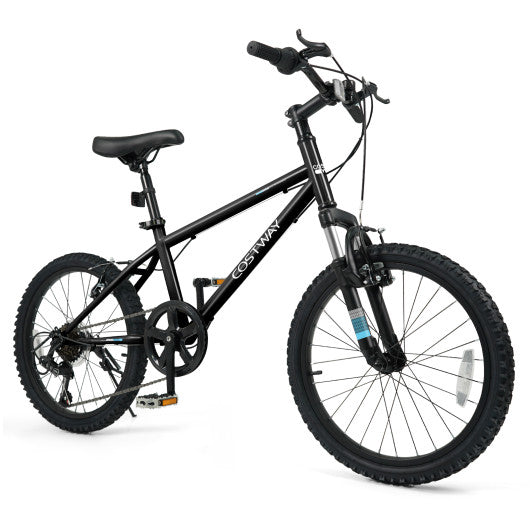 Kids Mountain Bike 20 24 Inch Child Bicycle for Boys Girls Aged 8+ Years Old Black-20 Inch
