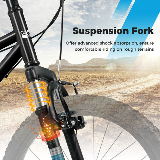 Kids Mountain Bike 20 24 Inch Child Bicycle for Boys Girls Aged 8+ Years Old Black-20 Inch