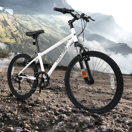 Kids Mountain Bike 20 24 Inch Child Bicycle for Boys Girls Aged 8+ Years Old White-24 Inch