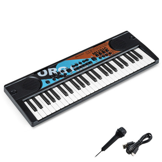 Kids Piano Keyboard 49 Keys Portable Electric Keyboard Piano with 8 Rhythms 8 Tones-Black
