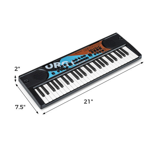 Kids Piano Keyboard 49 Keys Portable Electric Keyboard Piano with 8 Rhythms 8 Tones-Black