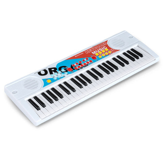 Kids Piano Keyboard 49 Keys Portable Electric Keyboard Piano with 8 Rhythms 8 Tones-White