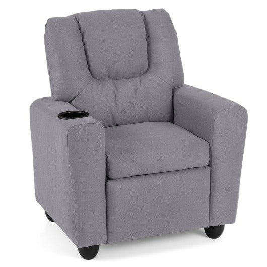 Kids Recliner Chair Push Back Toddler Reclining Armchair with Cup Holder-Grey