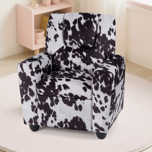 Kids Recliner Chair Push Back Toddler Reclining Armchair with Cup Holder-White