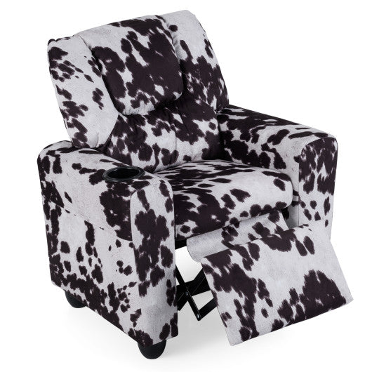 Kids Recliner Chair Push Back Toddler Reclining Armchair with Cup Holder-White