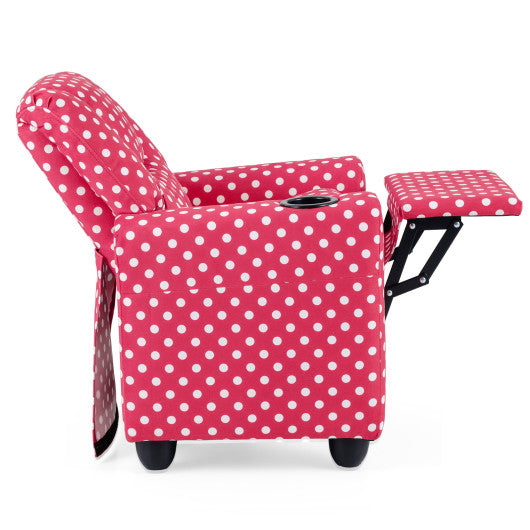 Kids Recliner Chair Push Back Toddler Reclining Armchair with Cup Holder-Red